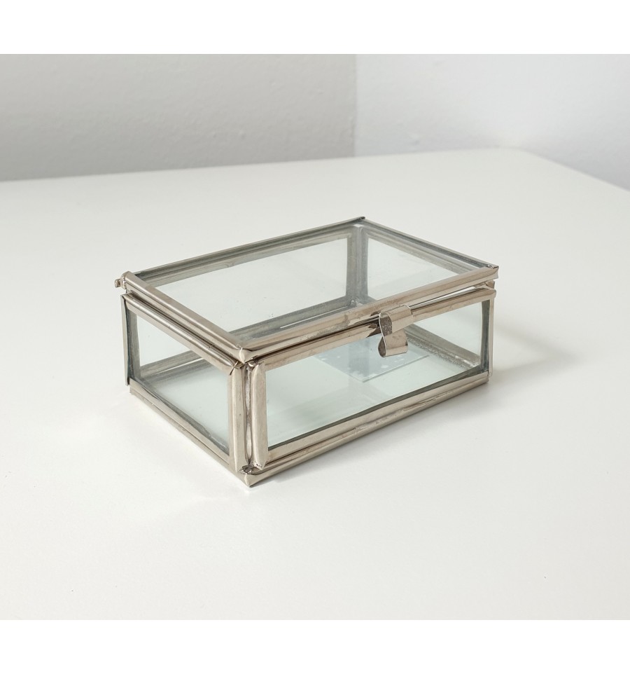 Madam Stoltz Glasbox Schmuckdose Silber 8 5 X 6